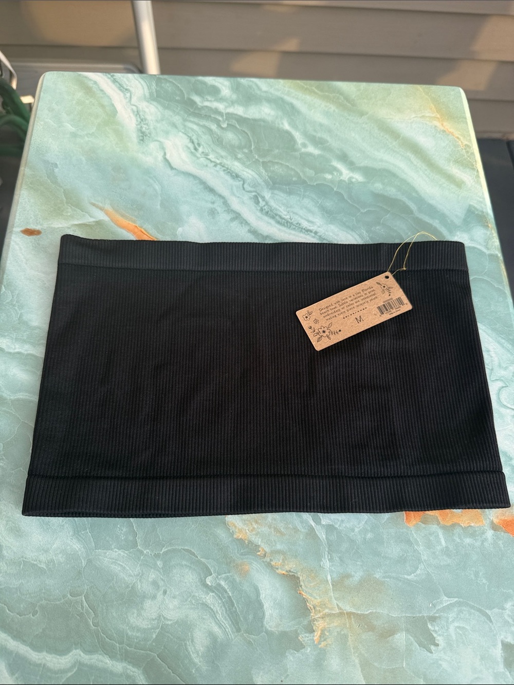 Natural Life Black Ribbed Seamless Bandeau Sz M (runs very small)
